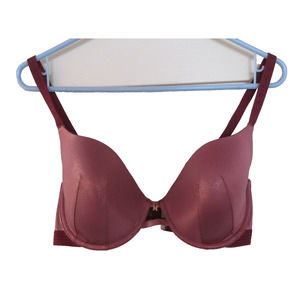 Savage X Bra 36DD BURGANDY SHIMMERY Padded Underwire Adjustable Clasp Back